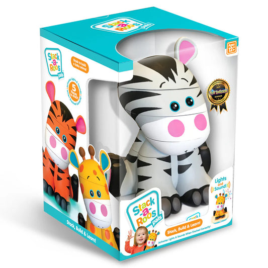 Stack-a-Roos Pals: Baby Zebra - Interactive Stacking Toy with Lights and Sounds