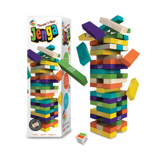 Jenga Throw 'n Go! Hardwood Block Stacking Game